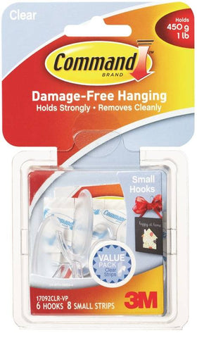 Hook Wall Clear W-strips Small