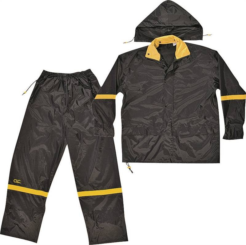 Rainsuit Nylon-pvc Black 3pc L