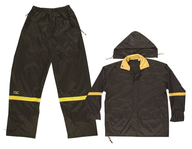 Rain Suit Nylon Black 3pc Med