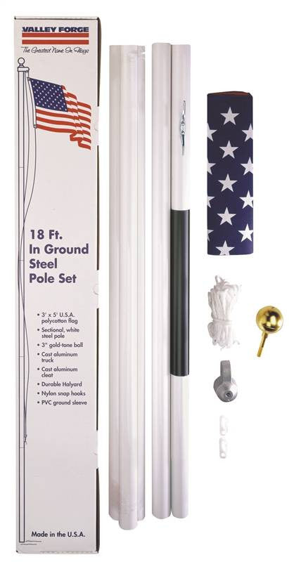 Flag Us Set Polycton 18ft Pole