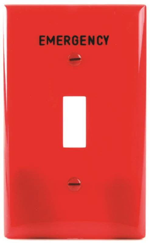 Wallplate 1g Tgl Emerg Mid Red