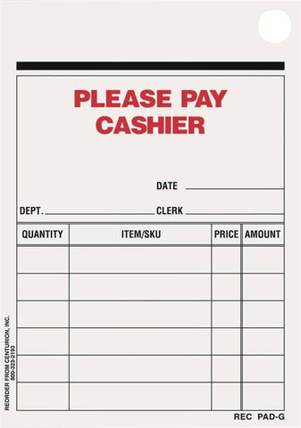Pad Please Pay Cashier Receipt