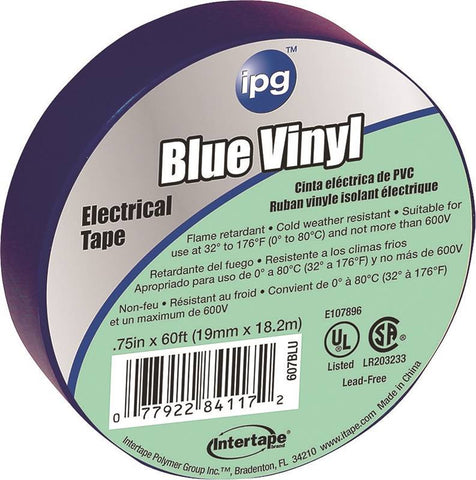 3-4x60ft Blue Vinyl Elec Tape