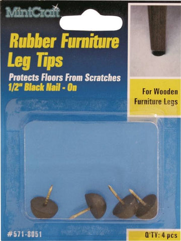 Leg Tip Rubber Nail 1-2in Blk