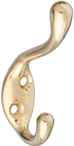 Coat-hat Hook 3in Zinc Brt Brs