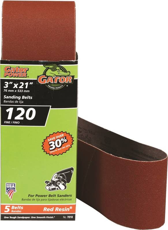 3x21 120grit Alum Ox Belt 5pk