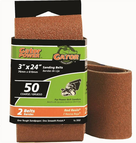 3x24in 50grit Alum Ox Belt 2pk