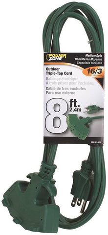 Cord Exten 3-tap 8ft 16-3 Grn