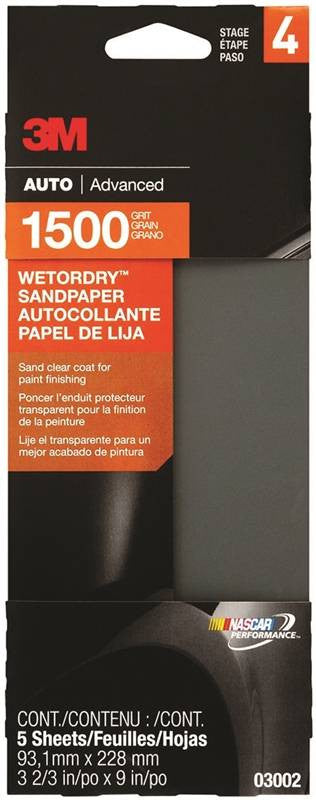 Sandpaper W-d 1500g 3-2-3x9in