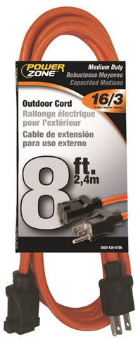 Cord Ext Outdoor 16-3x8ft Org