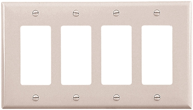 Wall Plate 4 Gang Decr Mid Wht