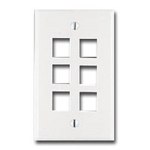 6 Port Wht Wall Plate