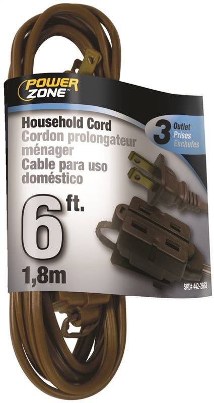 Cord Ext Indr 16-2sptx6ft Brn