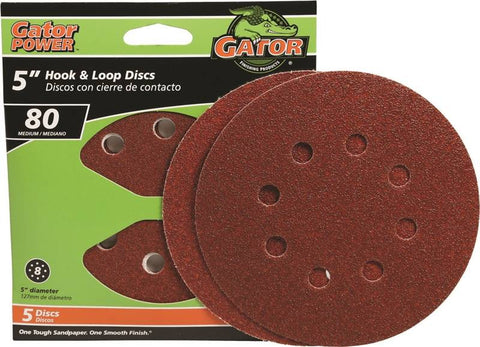 5" 80grit 5hole Hook-loop 5pk