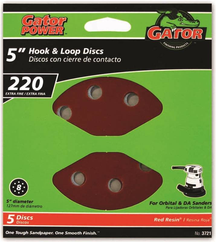 5" 220grit 8hole Hk-loop 5pk