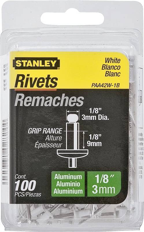 Rivet 1-8x1-8in Wht Alum 100pk