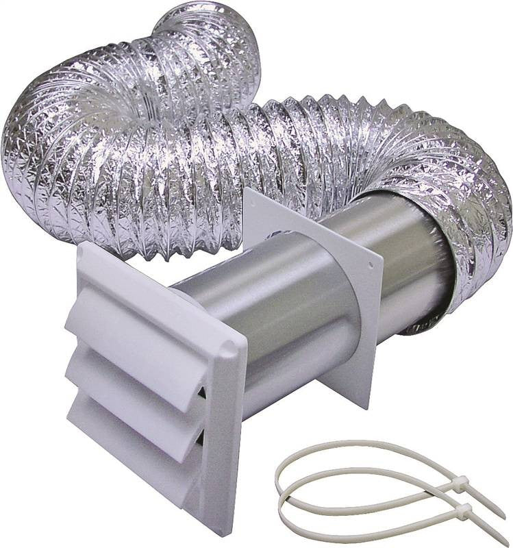 Vent Kit Dryer Plst 4inx8ft Wh