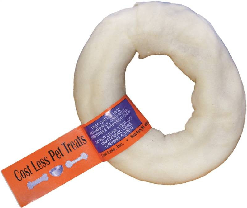 Treat Donut Rawhide White 4in
