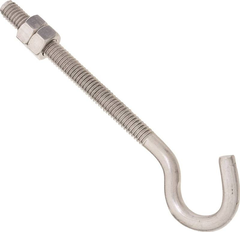 Bolt J-hook 5-16x5in Ss