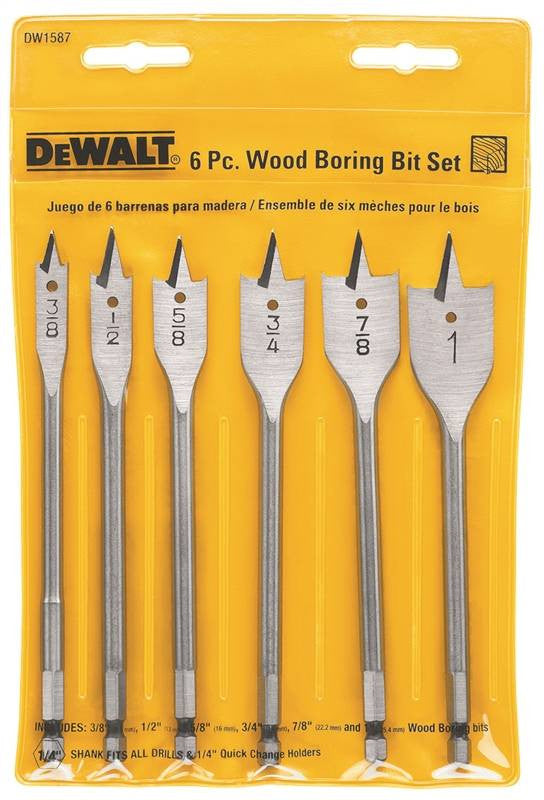 6pc Wood Boring Spade Bit Set