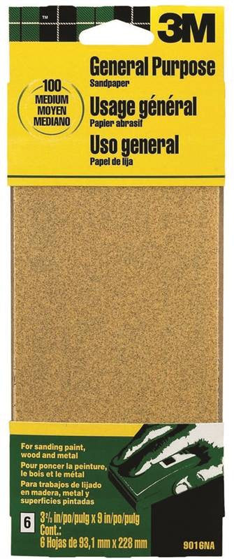 Sandpaper Al Ox 3-2-3x9in Med