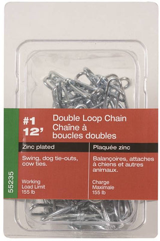 Chain Dbl Loop Zinc No1 X 12ft