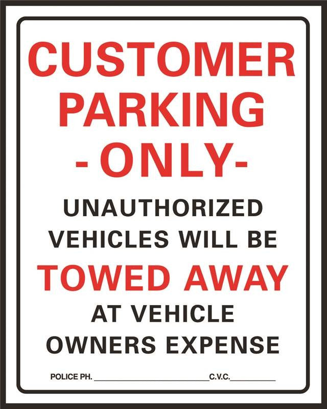 Sign Customer Parking Only