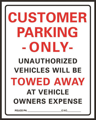 Sign Customer Parking Only