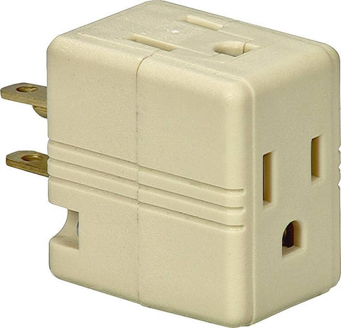 Wht 3outlet 3wire Gnd Cube Tap