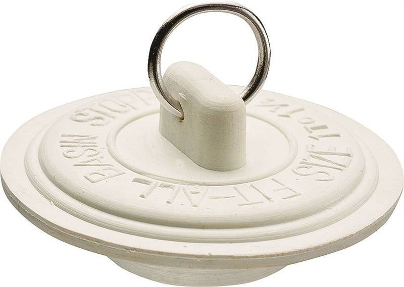 Drain Stopper Wht Rubb 1-1-3-8