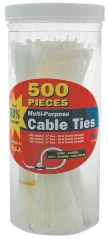 Asst Cable Tie Canister 500pc