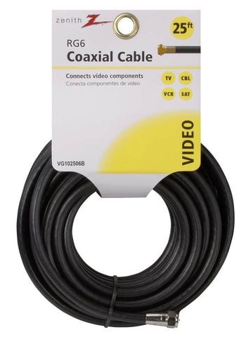 Cable Coax Rg6-f Conn 25ft Blk