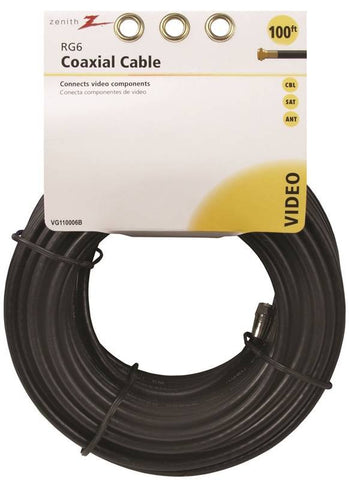 Cable Coax Rg6-f Conn100ft Blk