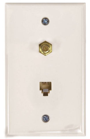 Wall Jack Phone-coax Flush Wht