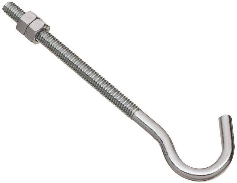 Bolt J-hook 5-16x6in Zinc