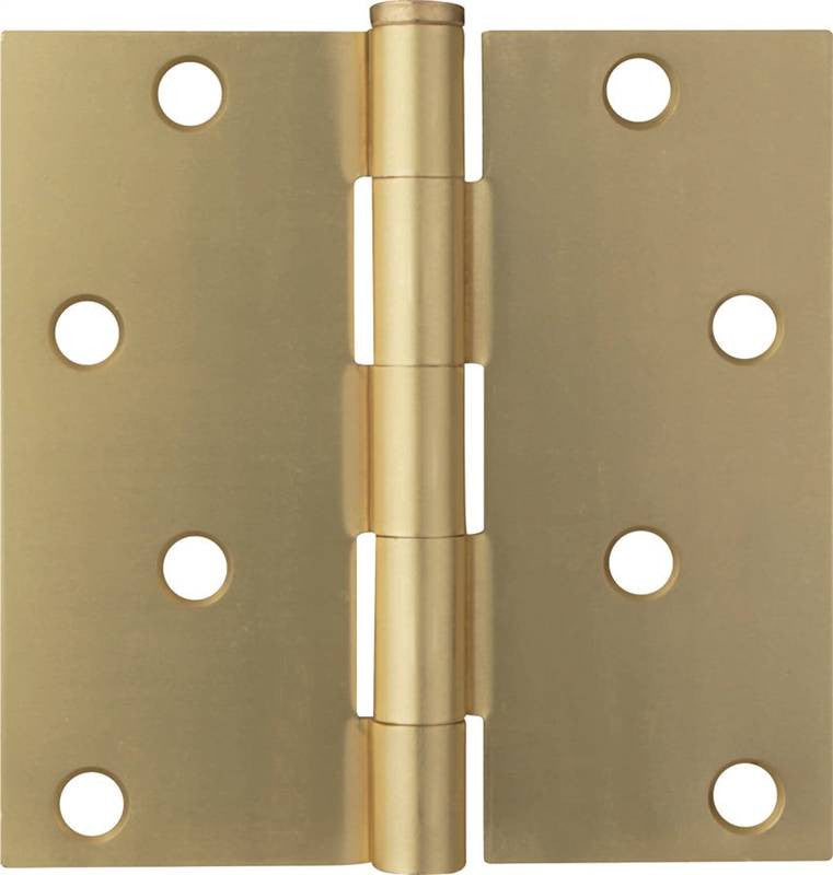 Hinge Door Sq 4x4in Sat Brass