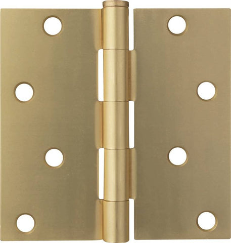 Hinge Door Sq 4x4in Sat Brass