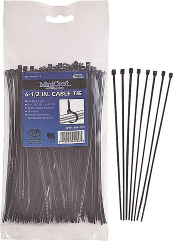 Cable Tie 6.5in 18lb Blk 100pc
