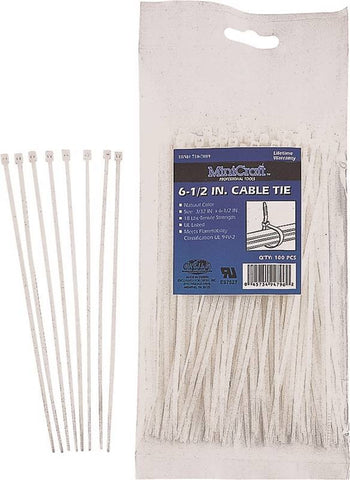 Cable Tie 6.5in 18lb 100pc Clr