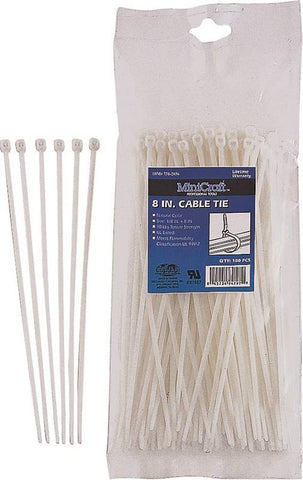 Cable Tie 8in 40lb 100pc Clear