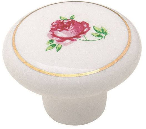 Knob Cabinet 1-1-2in Floral Wh