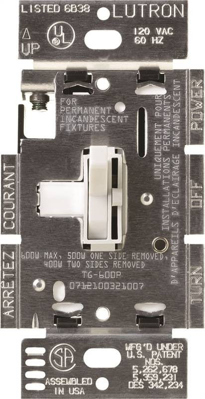 Dimmer Incan-hal Toggle 1p Wht