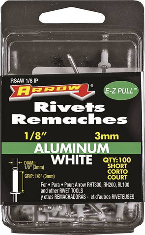 Rivet 1-8x1-8in Short Wht Alum