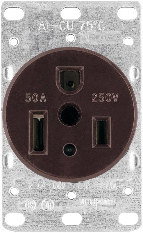 Receptacle Sngl 50a 250v Blk