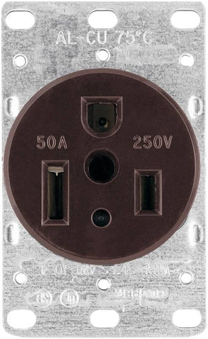 Receptacle Sngl 50a 250v Blk