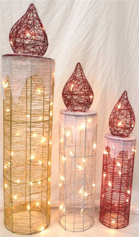 Tinsel Candle 3pc 36-29-25in