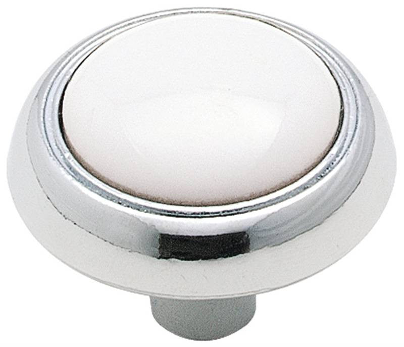 Knob 1-3-16in White-pol Chrome