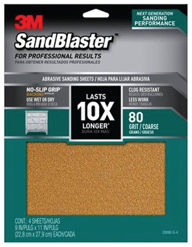 Sandpaper Grip 80 9x11in 4sht