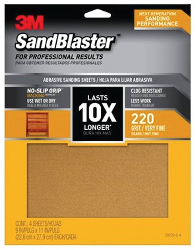 Sandpaper Grip 220 9x11in 4sht