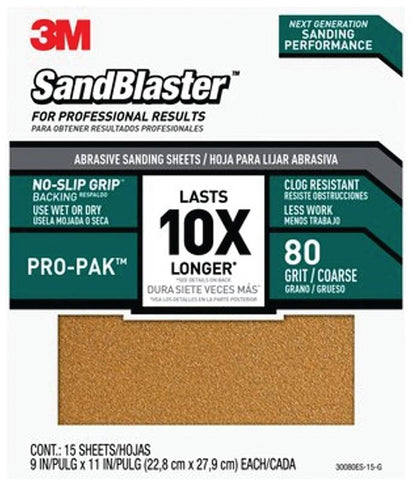 Sandpaper Grip 80 9x11in 15pk